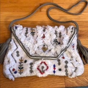 Cross body embroidered beaded bag